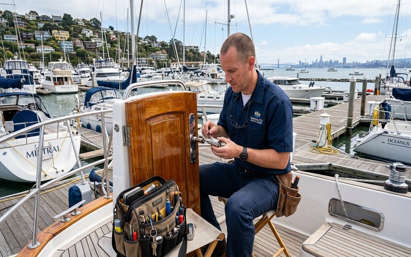 Marine-grade stainless steel lock hardware comparison for Sausalito waterfront